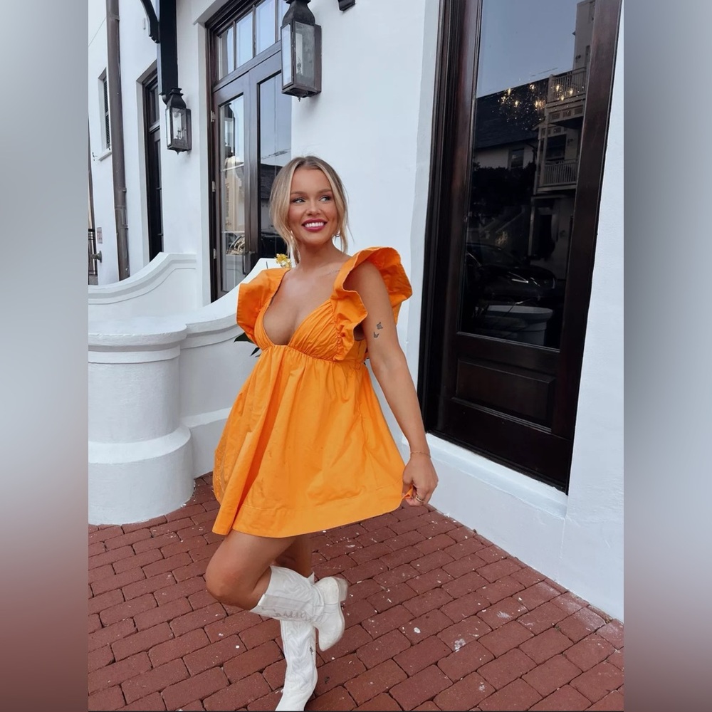 For Love And Lemons Orange Mini Dress